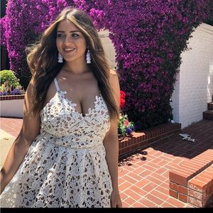 Vici Collection White Floral laser cut midi dress